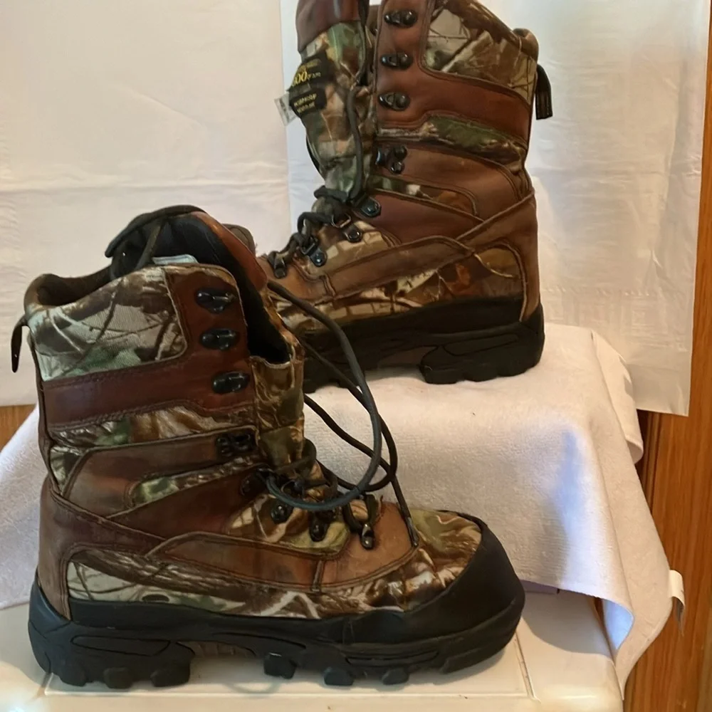 Tecs 800gram Men’s Sz 8 Thinsulate 10” Camouflage Lace up Hunting Boots GUC